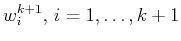 $ {w}^{k+1}_i, i=1,\ldots,k+1$